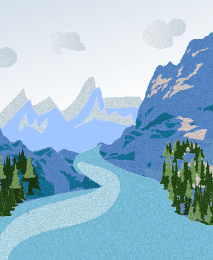 Meet the Mind Behind Economics, Society, Design & Money 2 Scenic river and mountains, representing the world of design, creativity, and innovation at DATA, influencing economics, society, and experience.